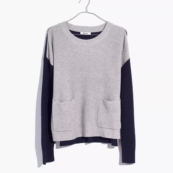 Patch Pocket Pullover Sweater in Colorblock - Picture 1 of 12